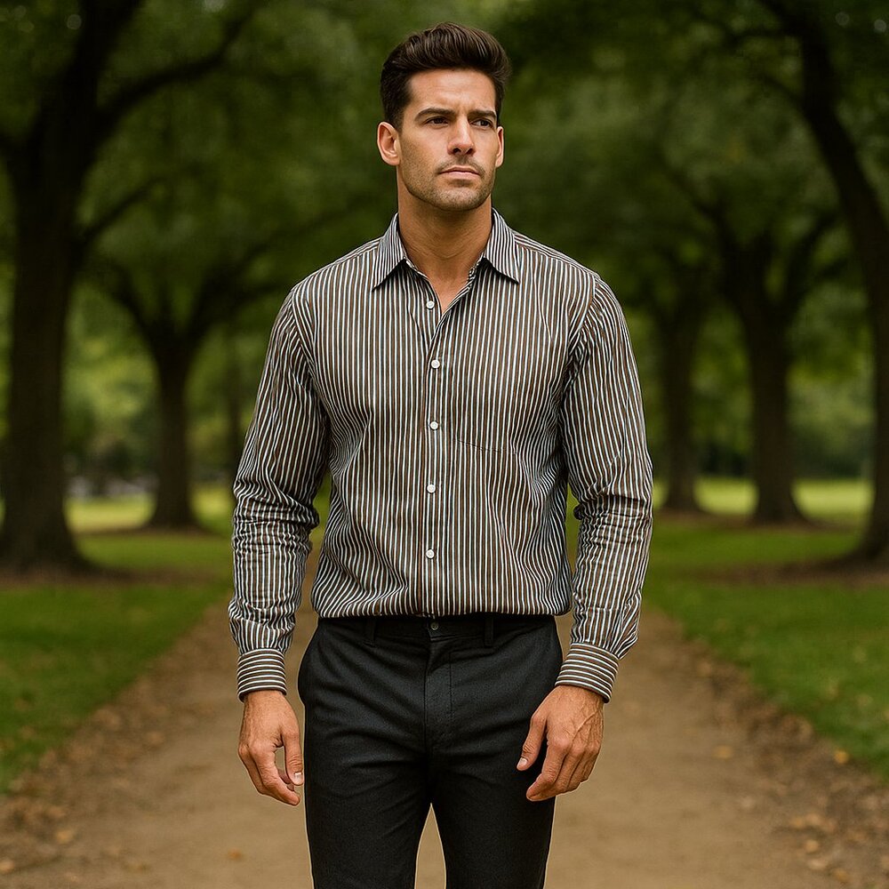 Bugatchi Shirt Shaped Fit Men L Long Sleeve Flip Cuffs Blue Stretch Casual Y2K